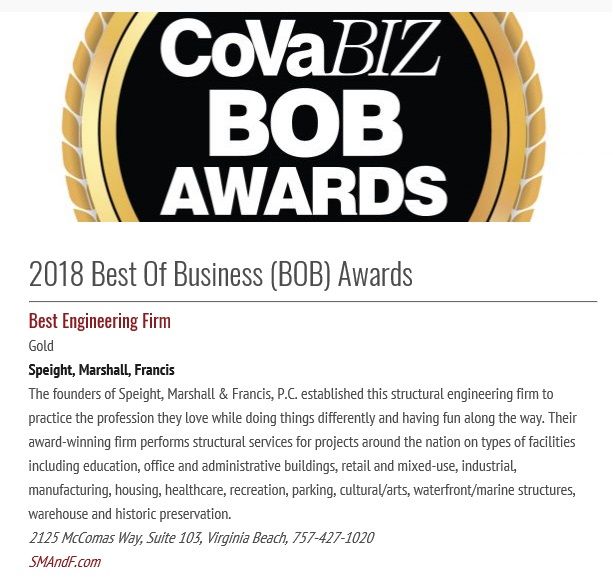 CoVa Biz BOB Awards 2018-Best Eng Firm